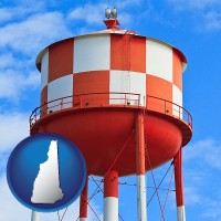 new-hampshire map icon and a water storage tower