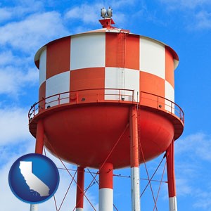 a water storage tower - with California icon