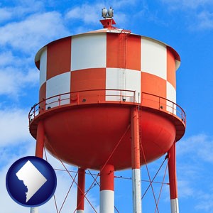 a water storage tower - with Washington, DC icon