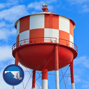 a water storage tower - with Maryland icon