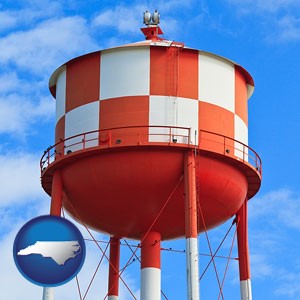 a water storage tower - with North Carolina icon