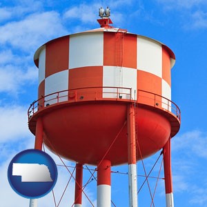 a water storage tower - with Nebraska icon