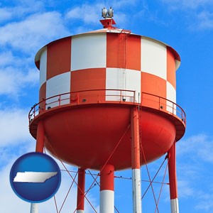 a water storage tower - with Tennessee icon